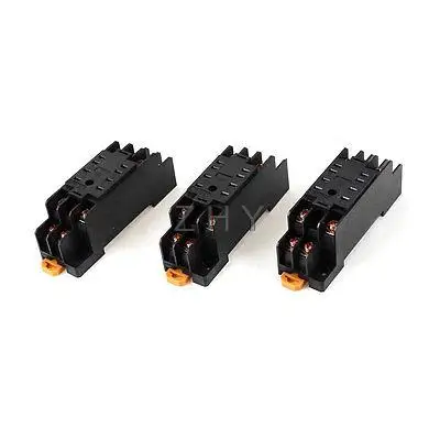 

PYF-08A 8 Pins 8P DIN Rail Mount Relay Socket Base 3 Pcs for MY2NJ