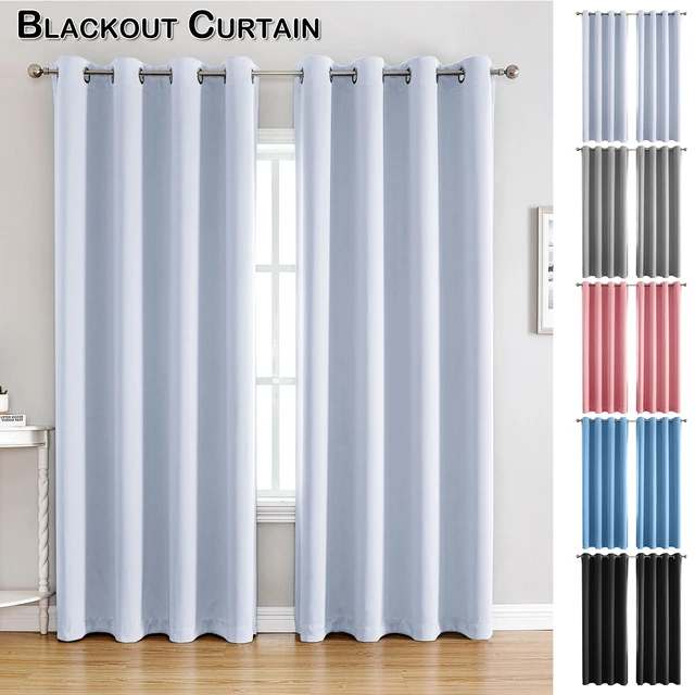 Cortinas opacas flocadas para ventana, cortina térmica sólida para  dormitorio, sala de estar, tela ignífuga, 100% - AliExpress