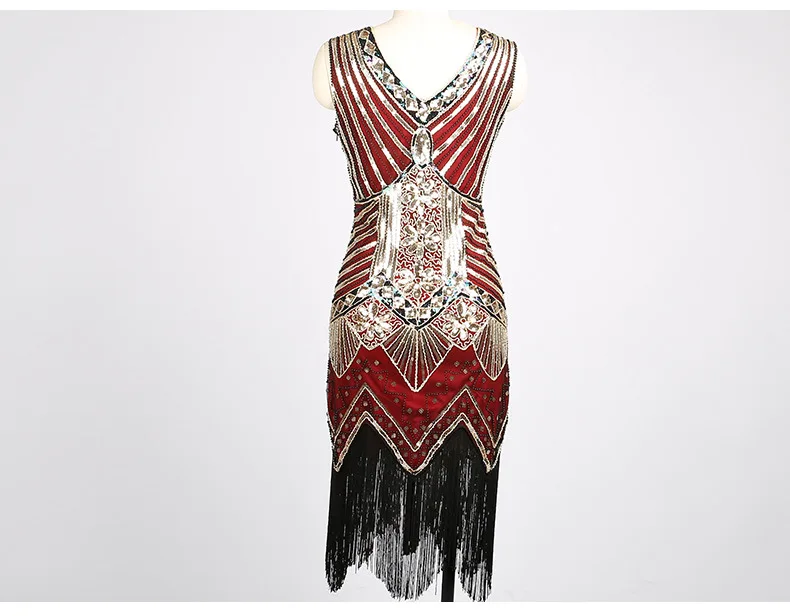 Женское платье для вечеринки, Robe Femme 1920s Great Gatsby, платье миди с блестками и бахромой, летнее платье, Ретро стиль, женское вечернее платье