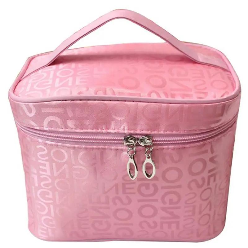 pink Женская сумка для макияжа для девушек, модная Большая вместительная портативная косметичка, атласная косметичка, косметичка, сумка для хранения для путешествий - Цвет: pink