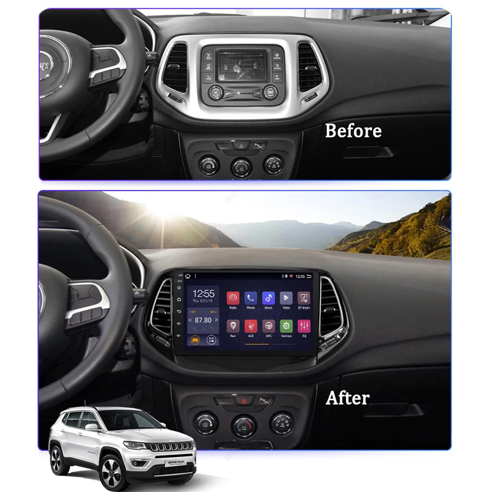 Автомагнитола для Jeep Compass 2G+ 3 2G Android 8,1 " мультимедийный плеер Видео Аудио Стерео gps Navi система wifi tv Carplay