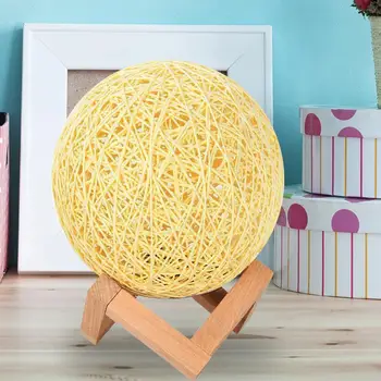 

Bamboo Rattan Ball Night Light LED USB Children Bedroom Bedside Table Lamp Decorative Ornament Lighting with Bracket