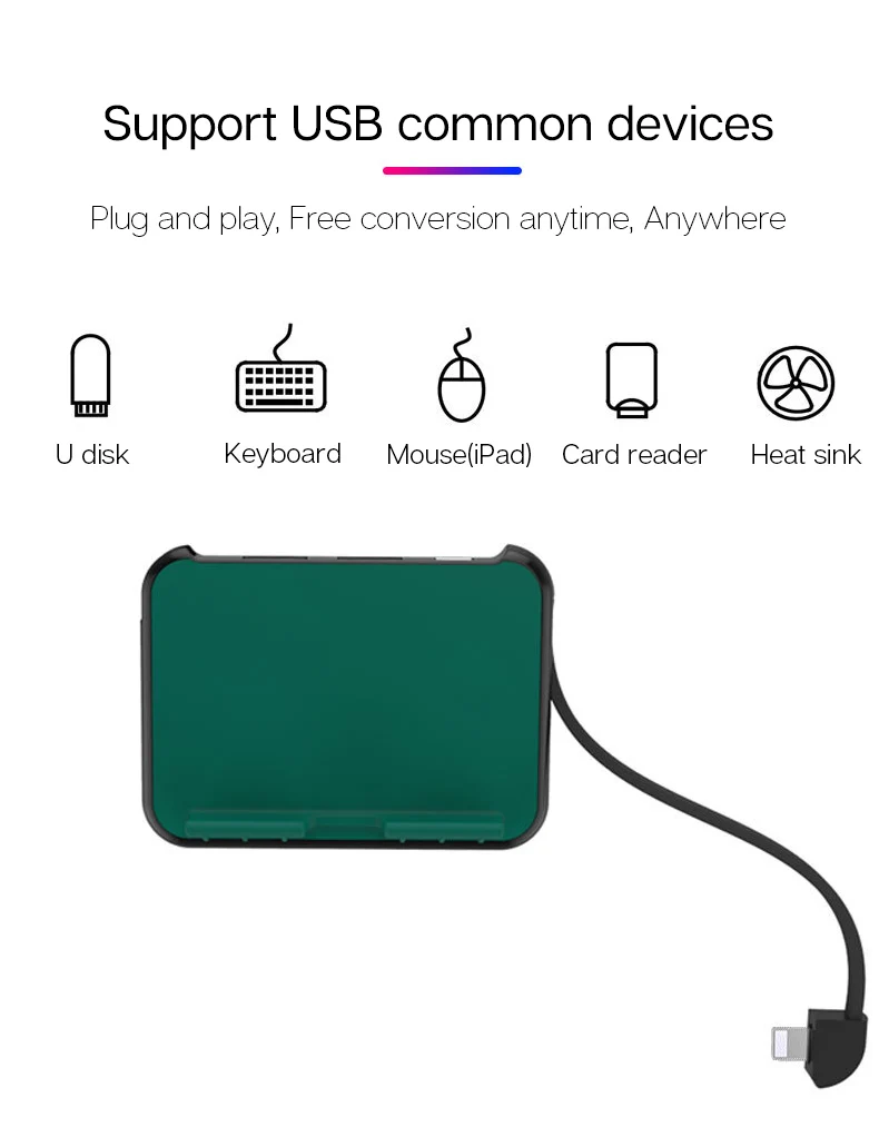 Uthai C48 для iPhone OTG адаптер Lightning на 2USB зарядка конвертер держатель для мыши U диск IOS13 iPad iPhone X 11 7 8 XR