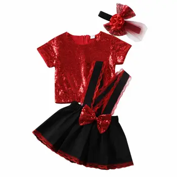 

Baby Girl Princess Clothing Set Party Toddler Kids Baby Girls Clothes Sequins Tops+bowknot Skirt Dress 3pcs Outfits 0-4 Years
