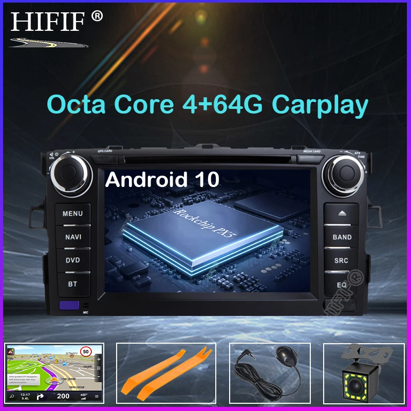 DSP IPS Android 10 2 DIN автомобильный dvd-плеер для TOYOTA AURIS Altis COROLLA 2012 2013 GPS Радио экран стерео