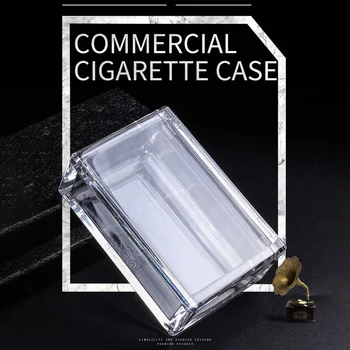 

Portable Transparent Acrylic Cigarette Case Box 20 Sticks Card Lipstick Lighter Top Flip Clear Storage Box Holder Smoking Tools