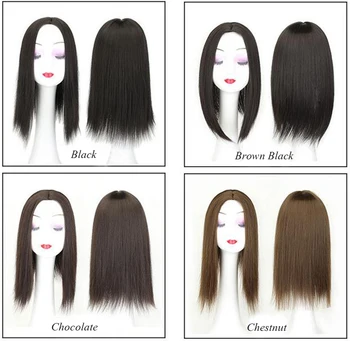 Women Hair Topper Piece Synthetic Hair 3 Clips In one piece Hair Extension long straight High Temperature Fiber 5