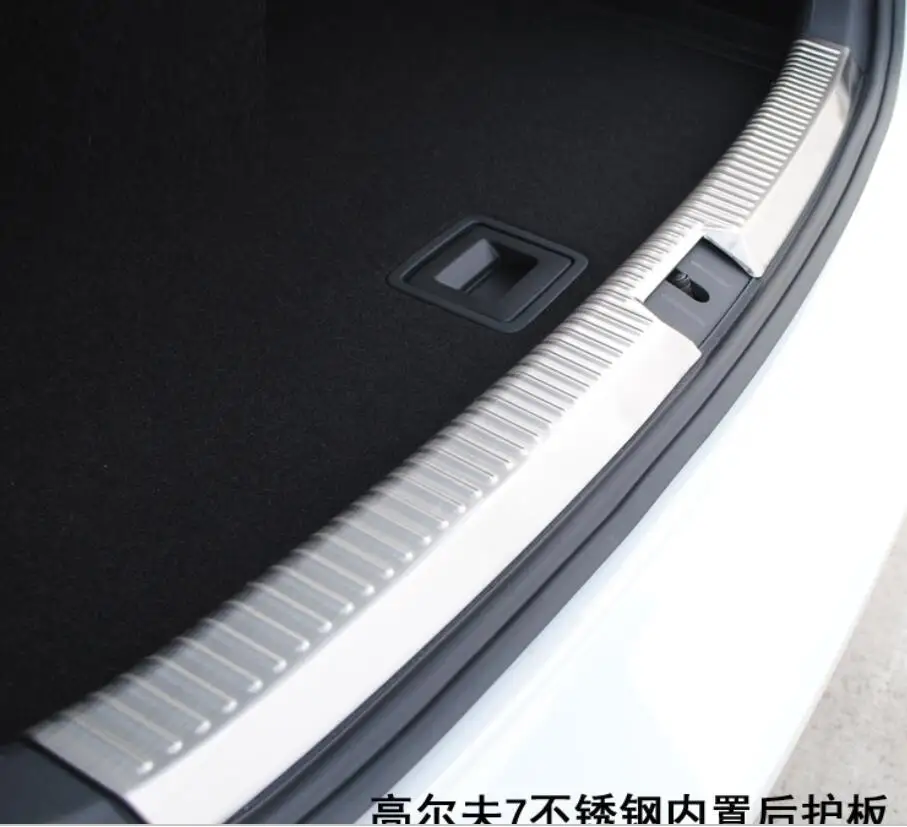 stainless steel car Rear Bumper Protector Sill Trunk Tread Plate Trim for Volkswagen Golf 7 2012 Car styling 2PCS