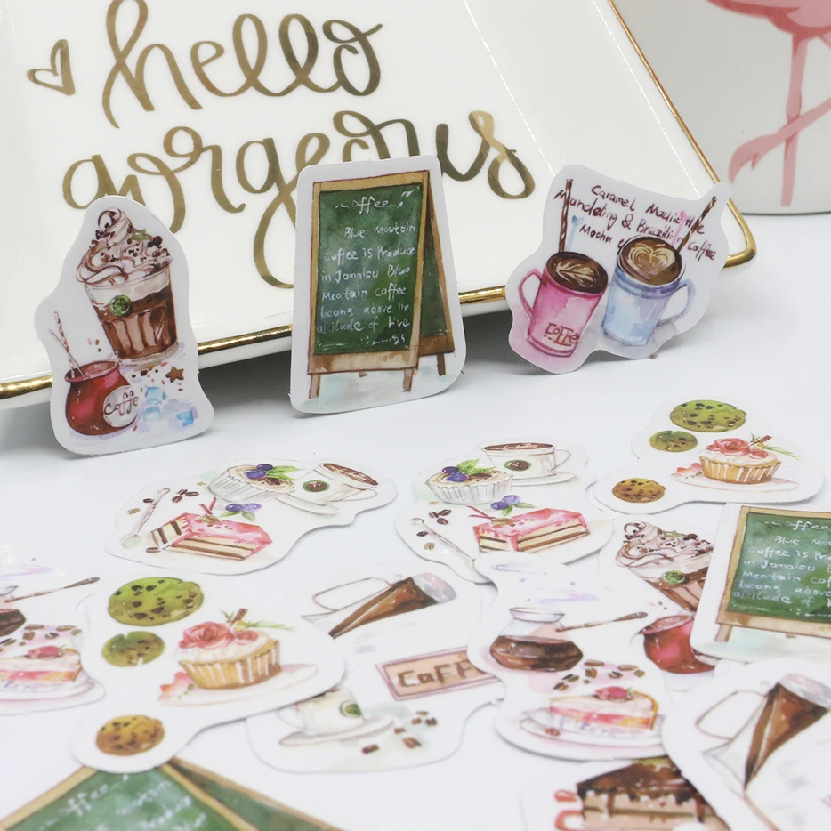 S0217 Coffee 45pcs 45 шт./упак. канцелярские наклейки Kawaii Алиса: безумие возвращается Кофе дневник планировщик декоративные мобильный стены стикеры сделай сам Ремесло Скрапбукинг наклейки - Цвет: S0217 Coffee 45pcs