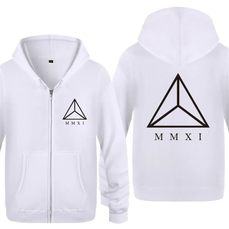 Мужская толстовка с капюшоном с принтом треугольника MMXI SWAG на молнии, мужская флисовая куртка в стиле хип-хоп, Мужская хлопчатобумажная спортивная фуфайка moleton masculino - Цвет: white hoodie 6