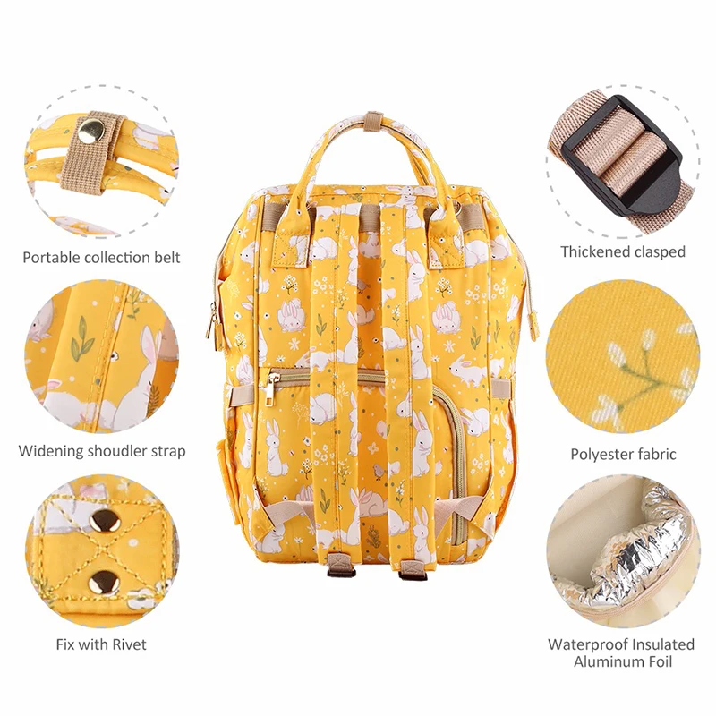 Goede Vivisecret Luiertassen Cartoon Geel Konijn Mummie Tassen Mode Vos Rugzak Voor Reizen Whit Baby Grote Nappy Organizer Baby Tas