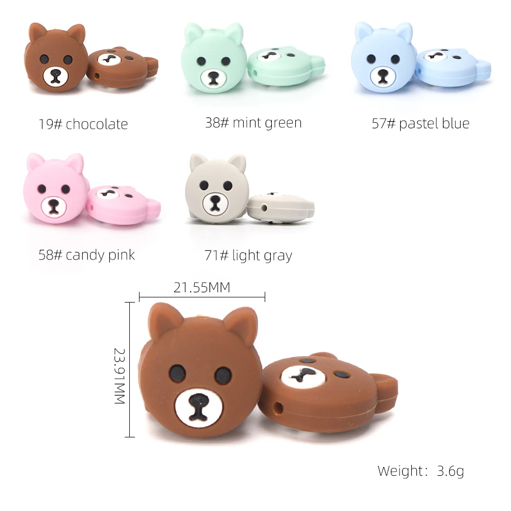 5Pcs Mix Bear GYLAXIDO, 5 шт., силиконовые бусины со звездами, медведем, перле, BPA, силиконовые бусины для прорезывателя зубов, для изготовления ювелирных украшений, DIY, прорезыватели для зубов - Цвет: 5Pcs Mix Bear
