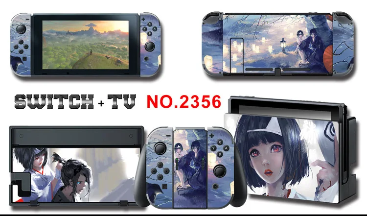 1set New Cute Anime Full Body Sticker for NS Switch Protective Cover Skin Colorful Art for Game Console Joy-Con Controller Decor