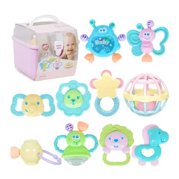 

Baby Rattles Teether Set Shaker Grab & Spin Rattle Musical Toy Set Early Educational Toys for 3 6 9 12 Month Baby Infant