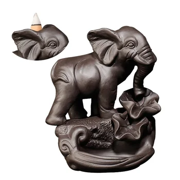 

1pc Backflow Incense Burner Thailand Style Elephant God Statue Burner Home Decor Incense Holder for Shop Home
