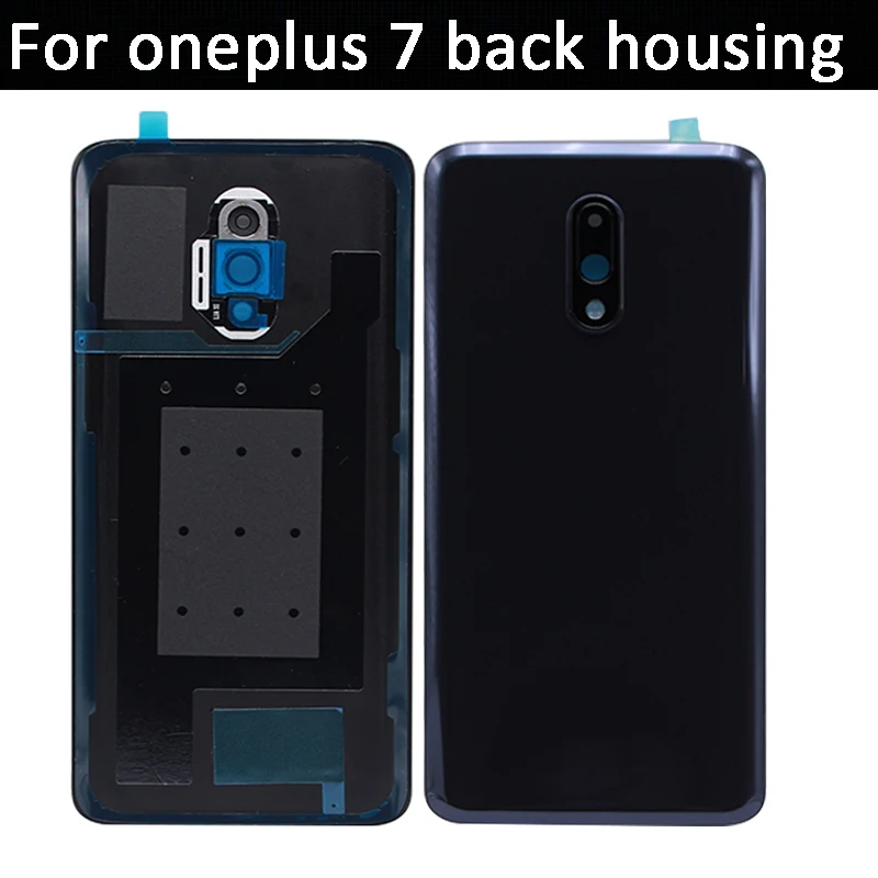 New Glass For Oneplus 7 Back Housing Back Cover With camera len Battery Case with logo Replacement