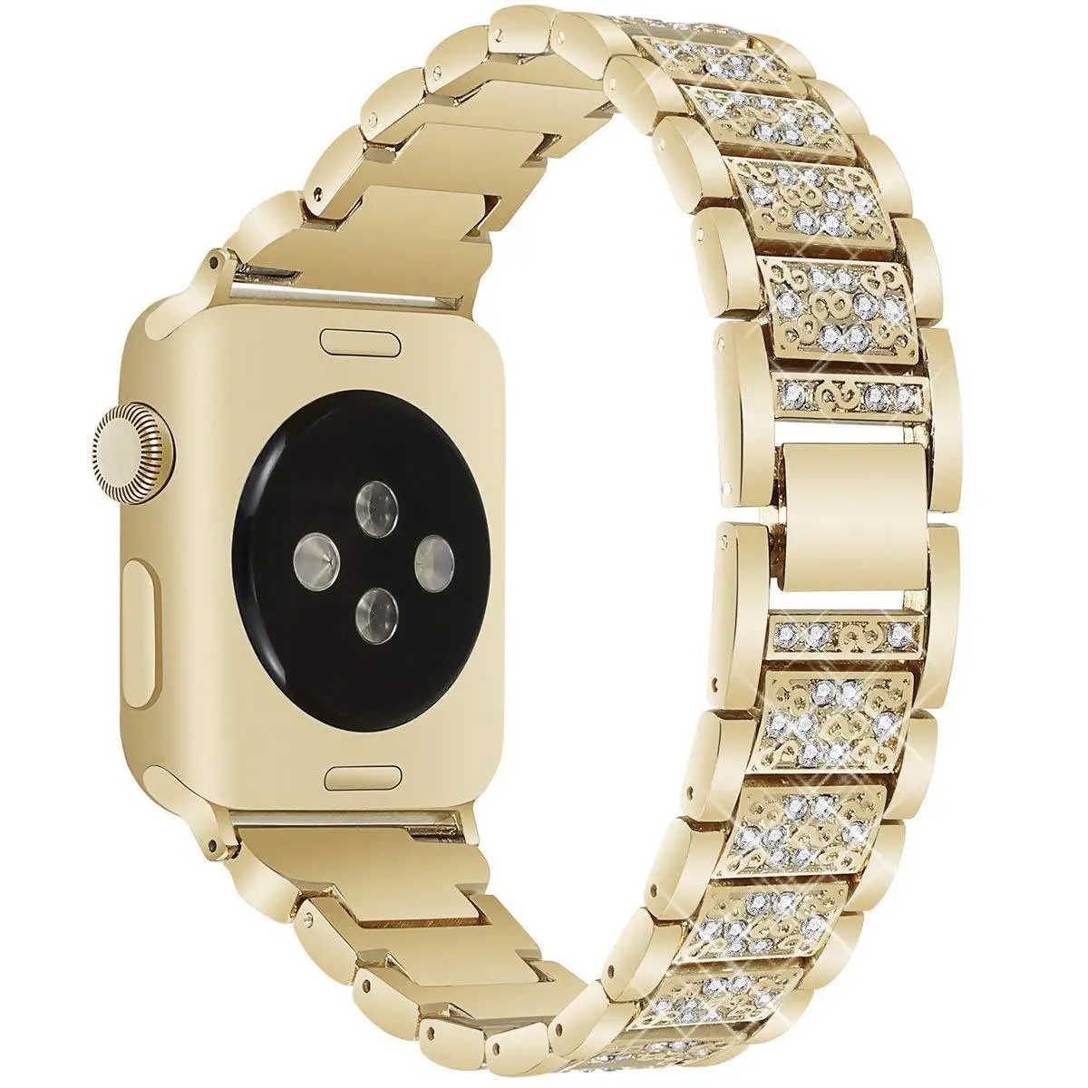 Ремешок для часов apple watch полностью Алмазный металлический ремешок для iWatch 43 поколения инкрустированный бриллиантами для apple watch 4