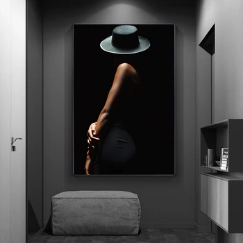 

Modern Sexy Woman Art Body Black Background Print Poster Wall Art Pictures for Living Room Home Decor (No Frame)