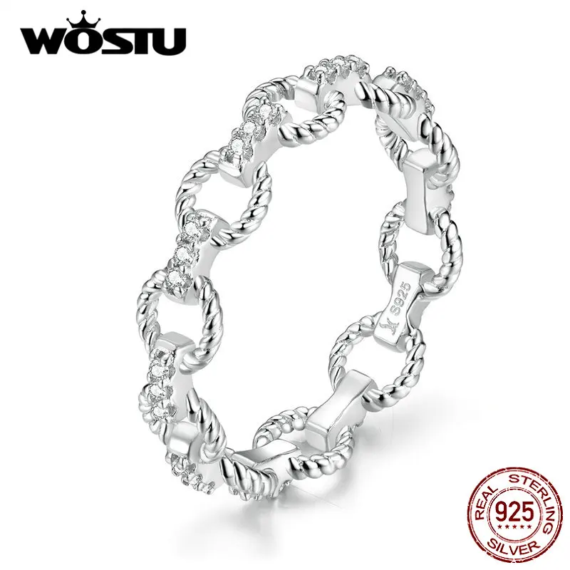 

WOSTU Hot Sale 925 Sterling Silver Geometry Rings Simple & Unique Zircon Ring For Women Making Fashion Jewelry Gift CQR576