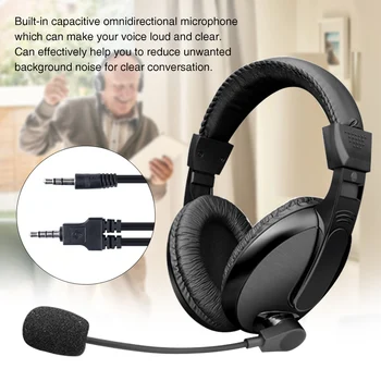 

Portable Audio 3.5mm Jack Office On Ear Noise Reduction Computer PC Built-in Mic Wired Headphone