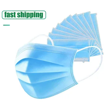 

Fast delivery Disposable mask 3-layer Anti-Dust Antibacterial Mask 50pcs Face Non Woven Mouth Masks Proof Cotton Face Masks