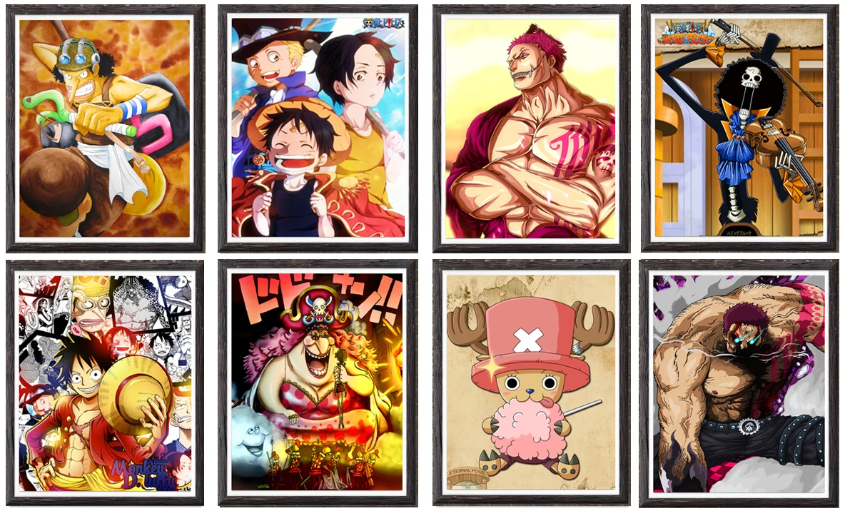 Set Of 8 Luffy Zoro Katakuri Big Mom One Piece Anime Poster Wall Art For Home Decoration 8 X 10 Inches No Frame Painting Calligraphy Aliexpress