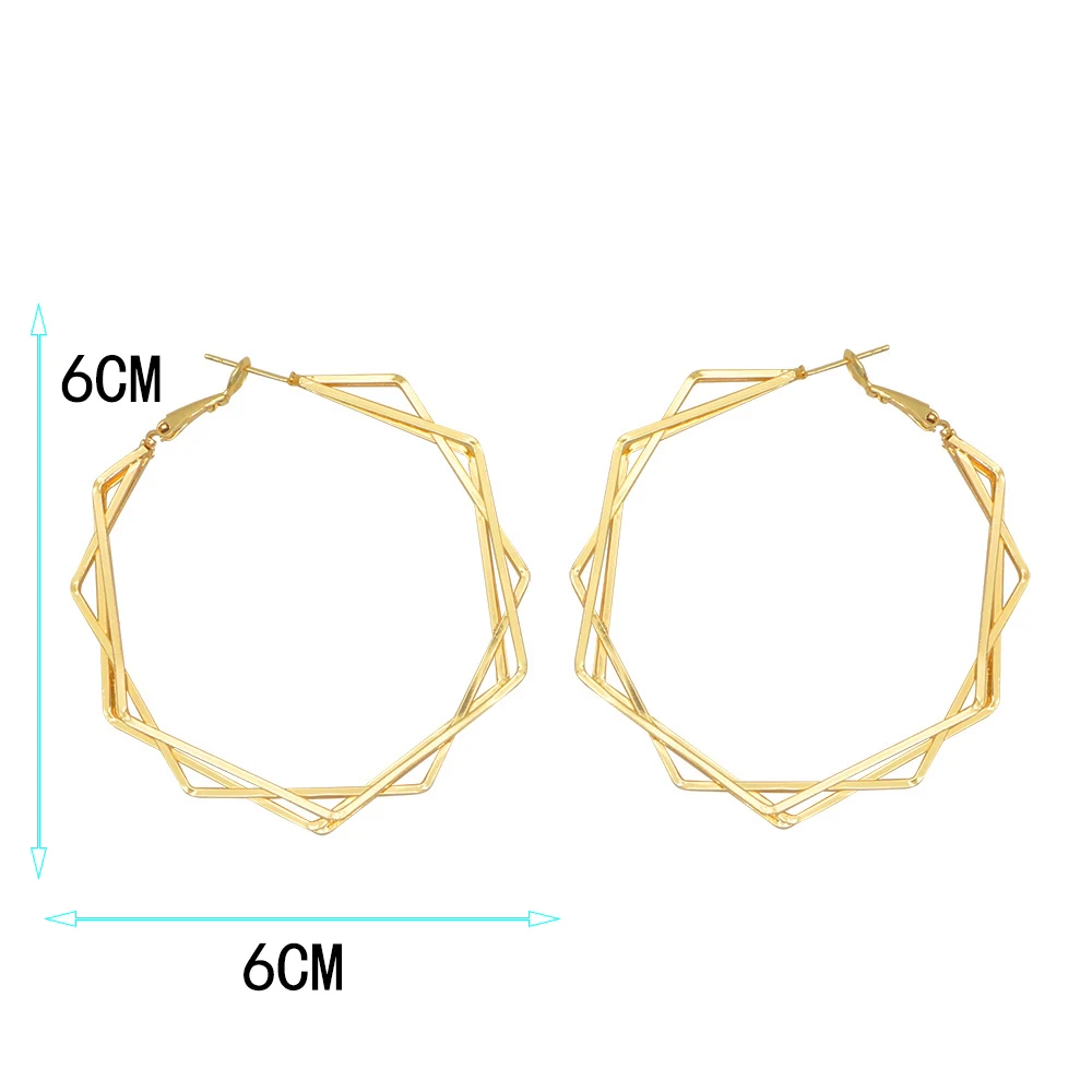 Круг цвет золотой негабаритных серьги набор для женщин винтажные широкие массивные серьги-кольца женские ювелирные изделия