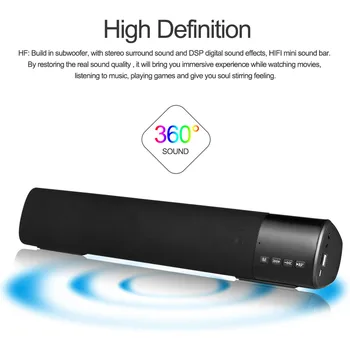 

Wireless Bluetooth Speaker Stereo Music Player Soundbar FM Radio TF Card Slot Hands-free LED Display U Disk AUX-IN Black