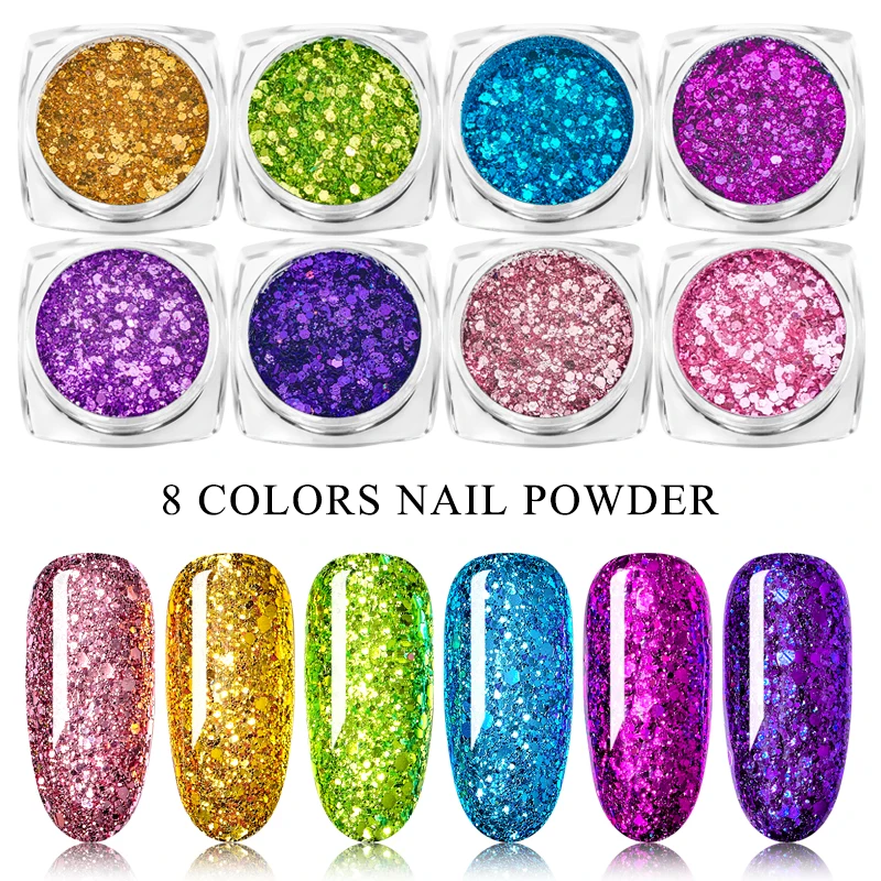 1 Box Holographic Nail Glitter Flakes Sparkly 3D Hexagon Colorful Sequins Spangles Polish Manicure Nails Art Decorations | Красота и