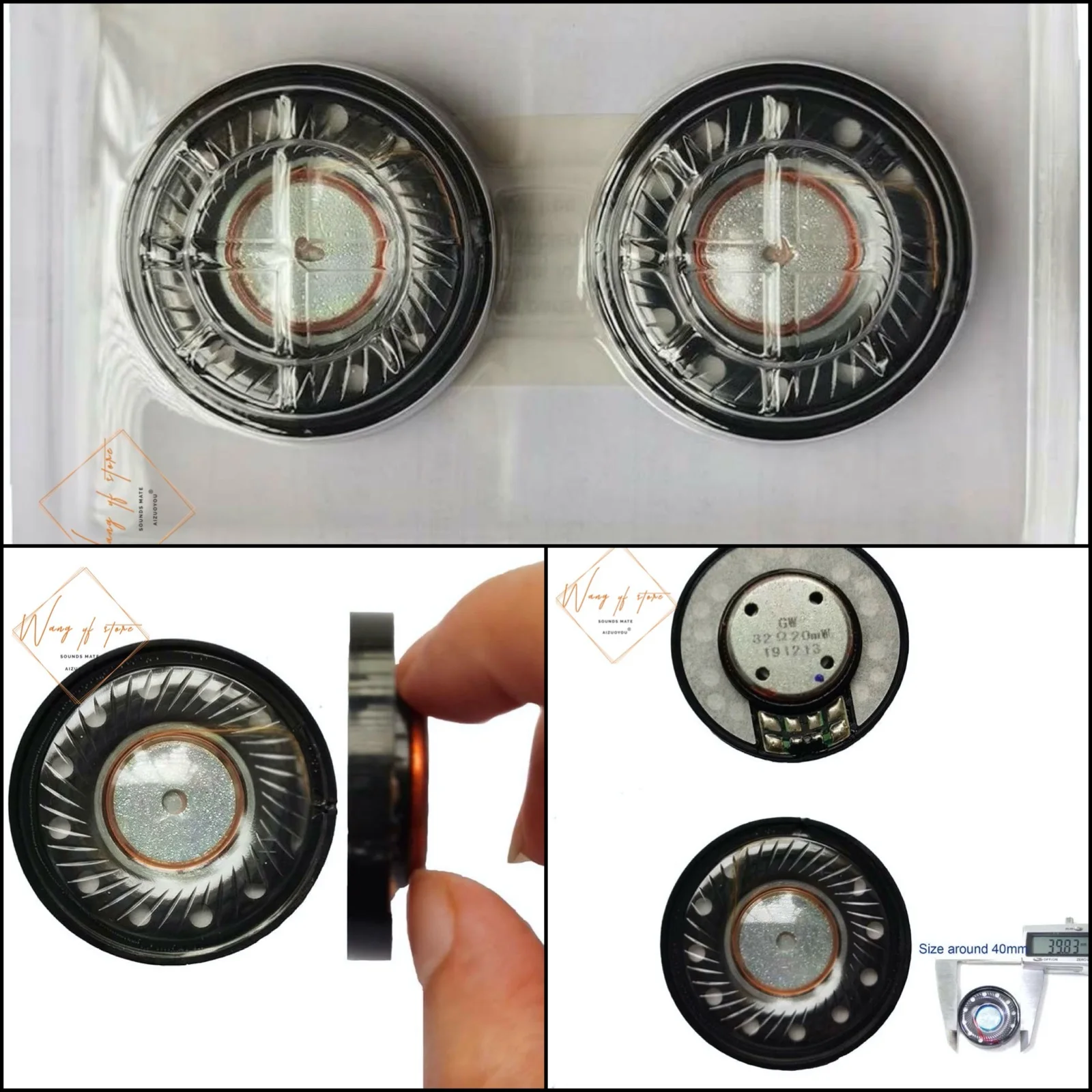 

1pair 40mm Headphone Speaker Driver 32ohm For Panasonic RP-HTF295,Philips SHP1900,Sony MDR-CD280 Replacement Speaker Parts