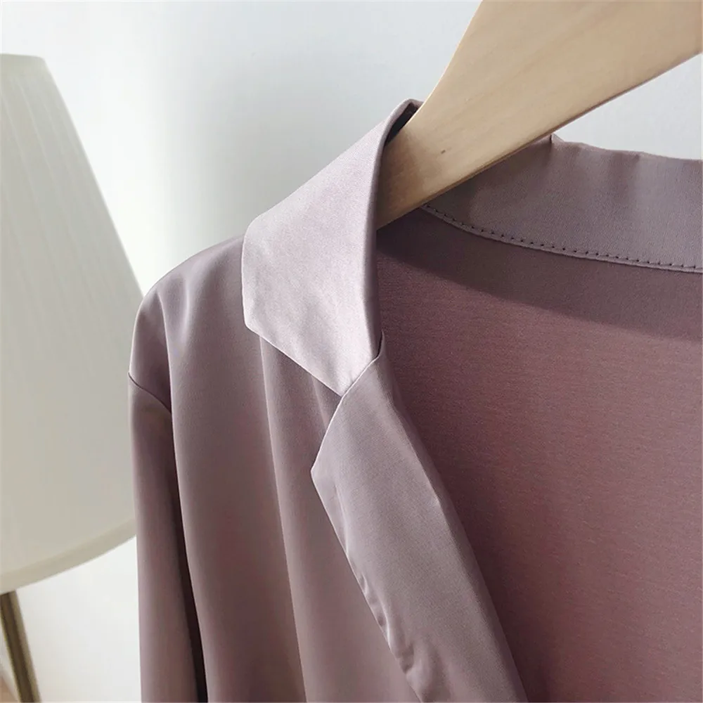 Chiffon Satin Blouse Shirts for Women 2019 Autumn Elegant Black Blouse French Style Sexy V Neck Long Sleeve Blouse Tops H2003 (28)