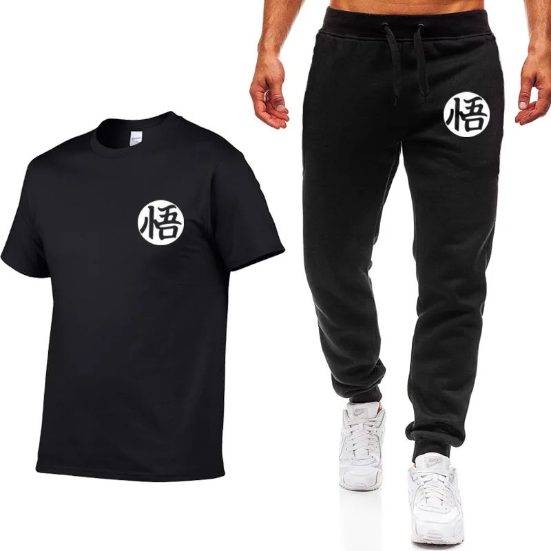 

2019 Venta caliente camiseta de verano + conjunto de Pantalones Casual Anime Dragón Ball Printed Men Sweatpants Fitness Jogger P
