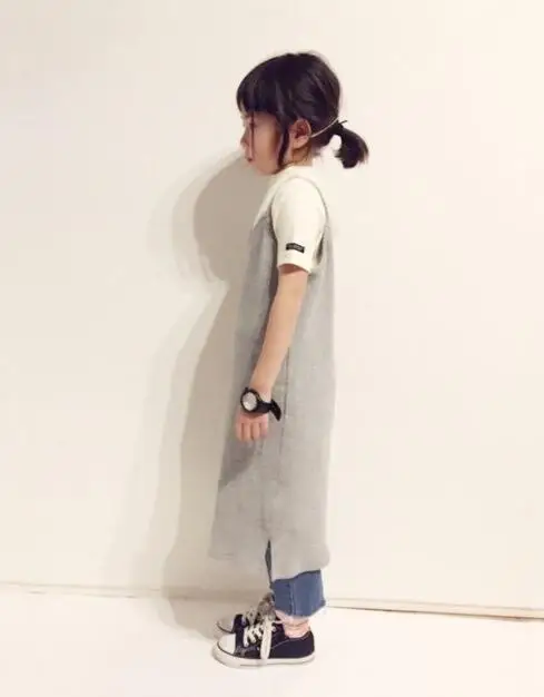 Korean Style Girls Vest Dress Fashion Cotton Autumn Girls Dresses 2-7 Years PZ630
