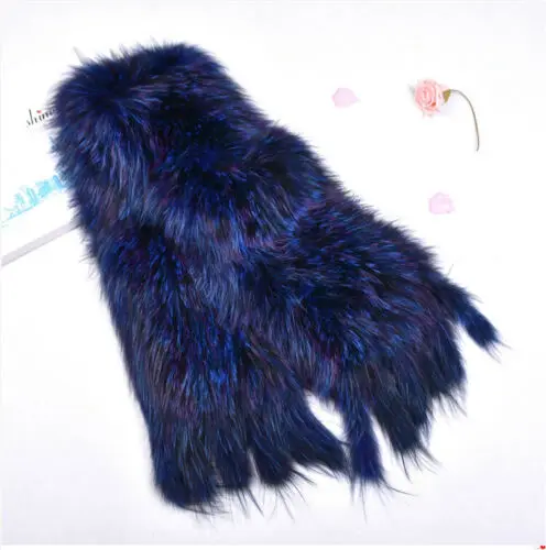 Violet Blue Зимние женские меховые накидки, вязаный шарф из лисьего меха, мягкие теплые шали ручной работы-175x30 см - Цвет: Violet Blue