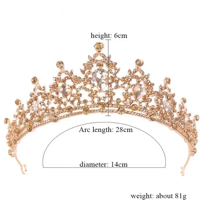 Wholesale Women Girl Diadem Blue Gold Tiaras and Crowns Crystal Hair Jewelry for Queen Princess Birthday Pageant Bride Wedding