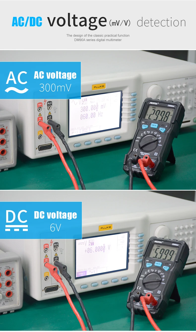 MESTEK Высокоточный мультиметр DM90A 6000 отсчетов Автоматический диапазон электрик цифровой измеритель напряжения светильник-вспышка