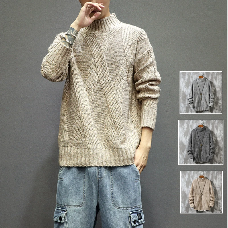 Autumn/winter 2019 new slim solid color stripe printed long-sleeve sweater loose large casual personality youth men's wear Autumn/winter 2019 new slim solid color stripe printed long-sleeve sweater loose large casual personality youth men's wear