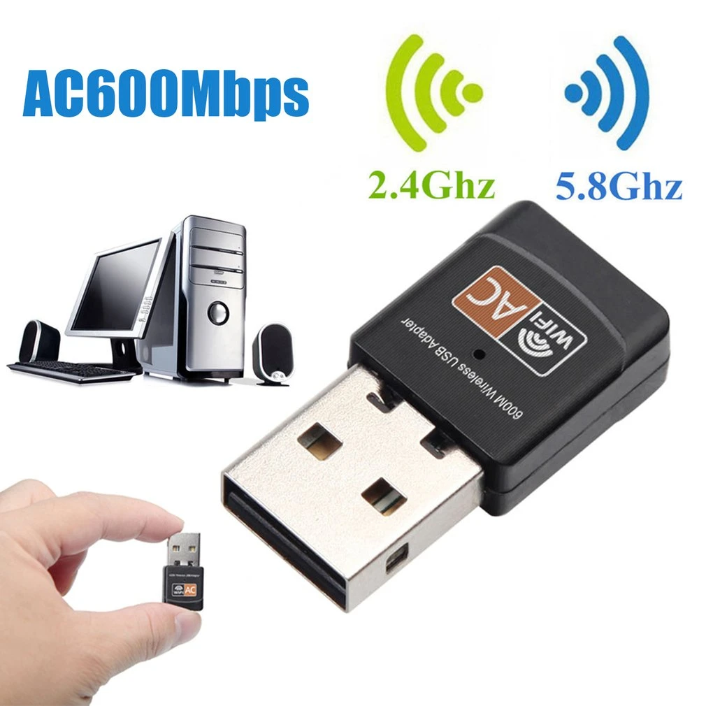 Adaptador USB de Wifi para Dispositivos Electrónicos, Receptor de Señal Velocidad de 600 Mbps, Incluye Controlador Gratuito, 5 ghz, lan de Transmisión Dongle AC|Tarjetas de red| - AliExpress