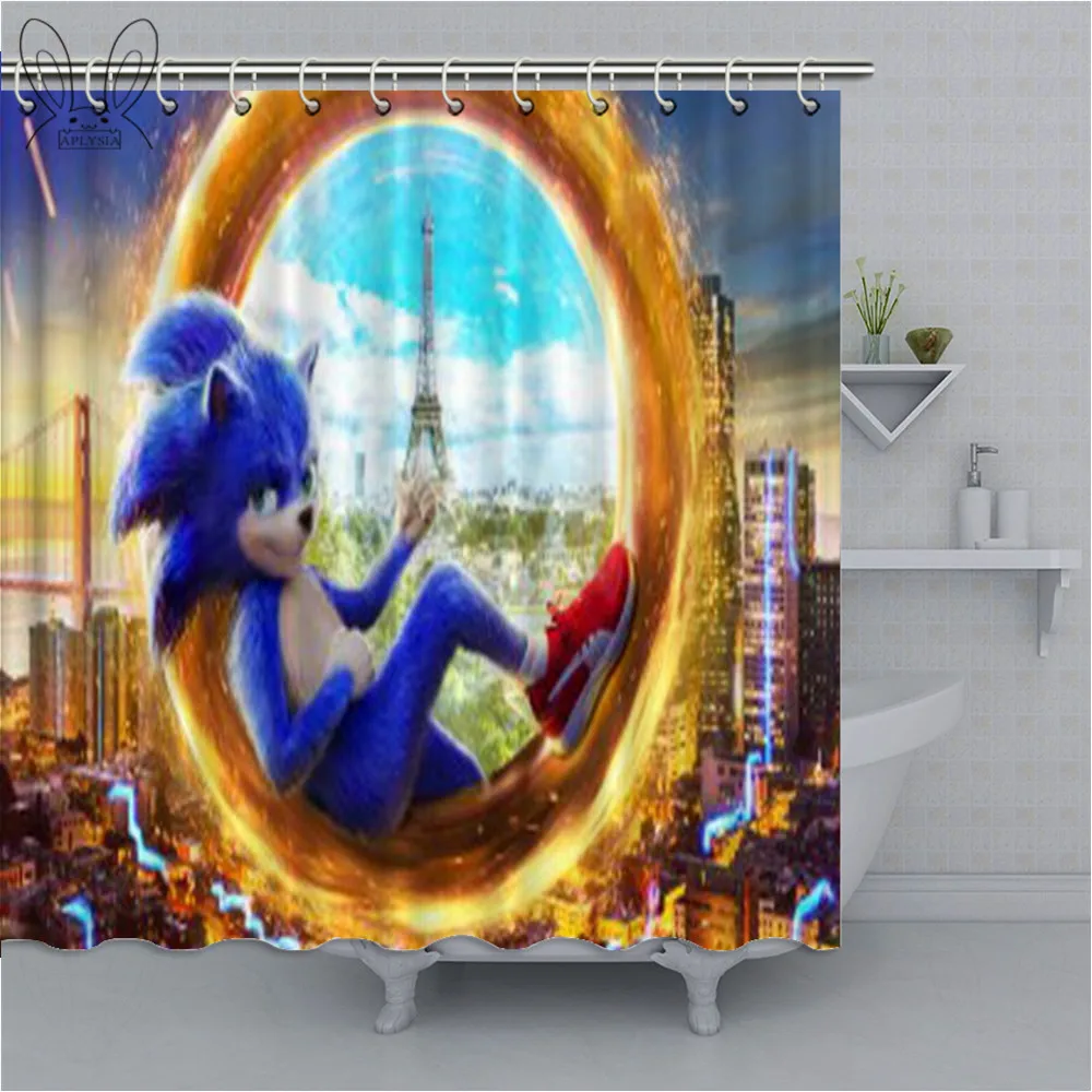 Aplysia Sonic Racing печатная 3D Водонепроницаемая занавеска для душа с крюком устойчивая к плесени занавеска для ванной домашний декор для ванной комнаты