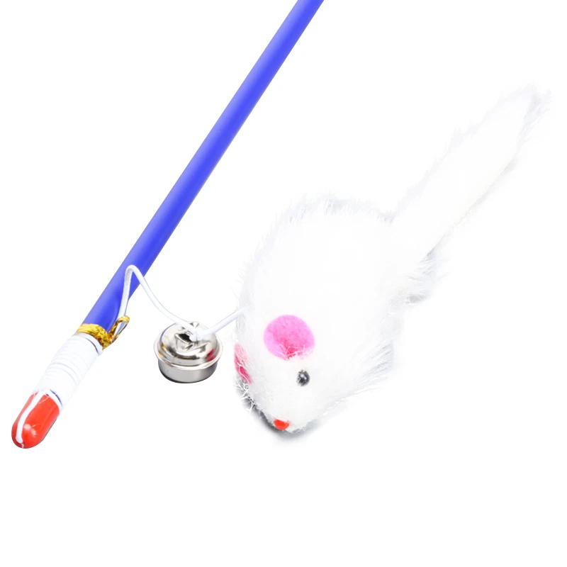 Interactive Pet Toy For Cats Kitten Exercise Teaser Wand With Bell And Plush Mouse(color Random