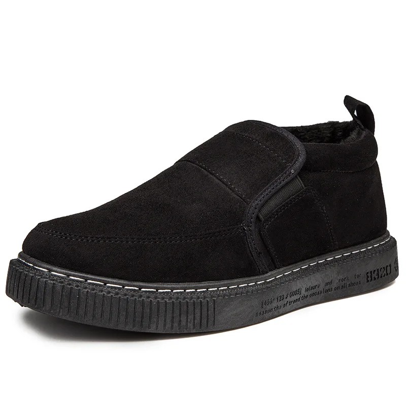 Black M-Winter/Бархатная теплая хлопковая обувь; мужские зимние ботинки; модные повседневные Нескользящие хлопковые ботинки для взрослых - Цвет: Black
