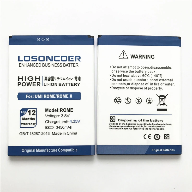 Аккумулятор LOSONCOER для телефона UMI 100% оригинал 3450 мАч Римский аккумулятор ROMEX|cell phone