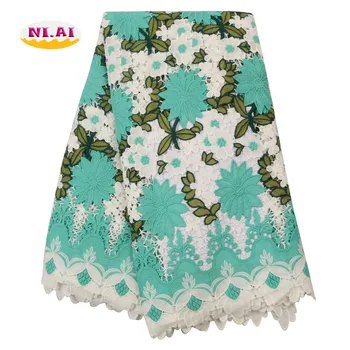 

NIAI Nigerian Cord Lace Fabrics Milk Silk Water Soluble For Dress 2019 High Quality Lace African Guipure Lace Fabric XY3080B-1