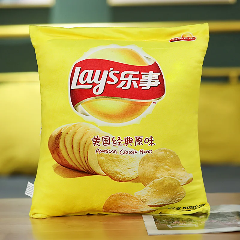 40cm/45cm Simulation Potato Chips Plush Pillow Toy Soft Cartoon Junk Food Spicy Bar Stuffed Doll Snack Pillow Cushion Home Decor 5