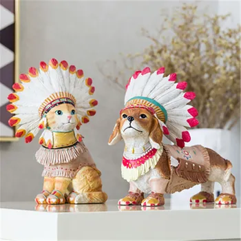 

Simulation Animal Cute Puppy Statue Indian dogs & Indian cat Creative personality home modern simplicity Action Figure Toy