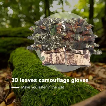 

Laser Cutting Maple leaves Camouflage Hunting Gloves breathable CS Sniper Camo 3D Leaves Bionic Wild Nature Photography Gloves