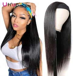 Bone Straight Human Hair Wig Headband 30 Inch Glueless Brazilian Free Shipping For Black Women