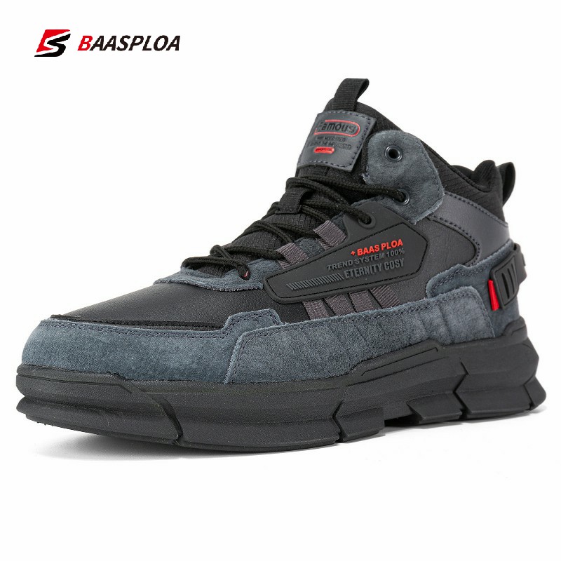 Baasploa Men Shoes 2024 Winter Warm Cotton Waterproof Leather Walking shoes Male Casual Non-slip Wear-resistant Sneakers