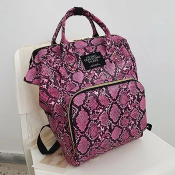 

2020 Large Capacity Travel backpack Anti Theft Snakeskin pattern leather back pack backpack women waterproof рюкзак женский
