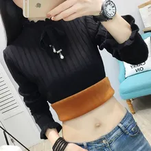 Утолщенные свитера женская одежда осень и зима Новая мода кукла воротник половина-высокая шея трикотажная нижняя рубашка ленивый